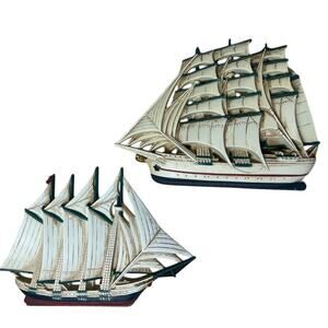 Set of Vintage Burwood Ship Plaques Wall Art Nautical Colonial Sea Cottage Decor